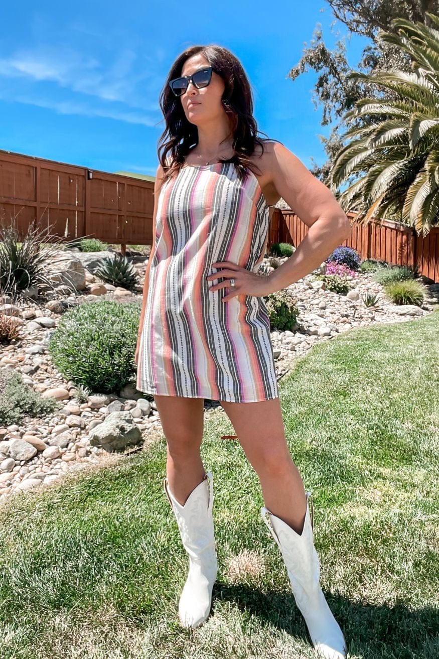 Striped Dress Low Back Yarn Dyed Walk The Line by Sage The Label - Dresses - Blooming Daily