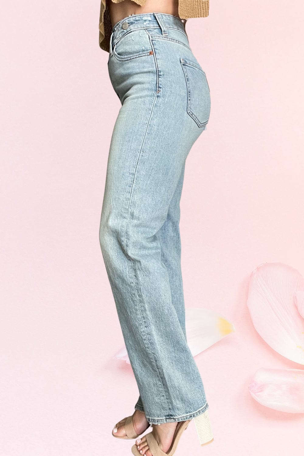 Sundaze High Rise Crossover Dad Jean in Bubble Bath - Pants - Blooming Daily
