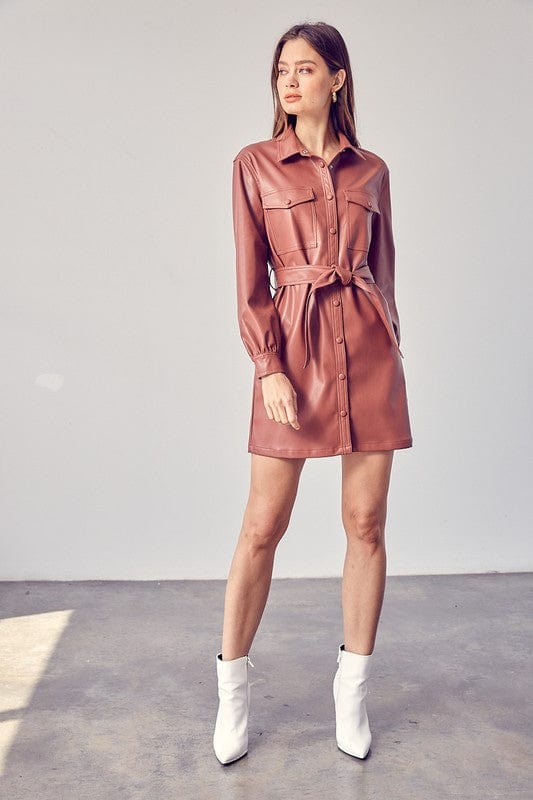 Talk Vegan To Me Belted Dress - Dresses - Blooming Daily