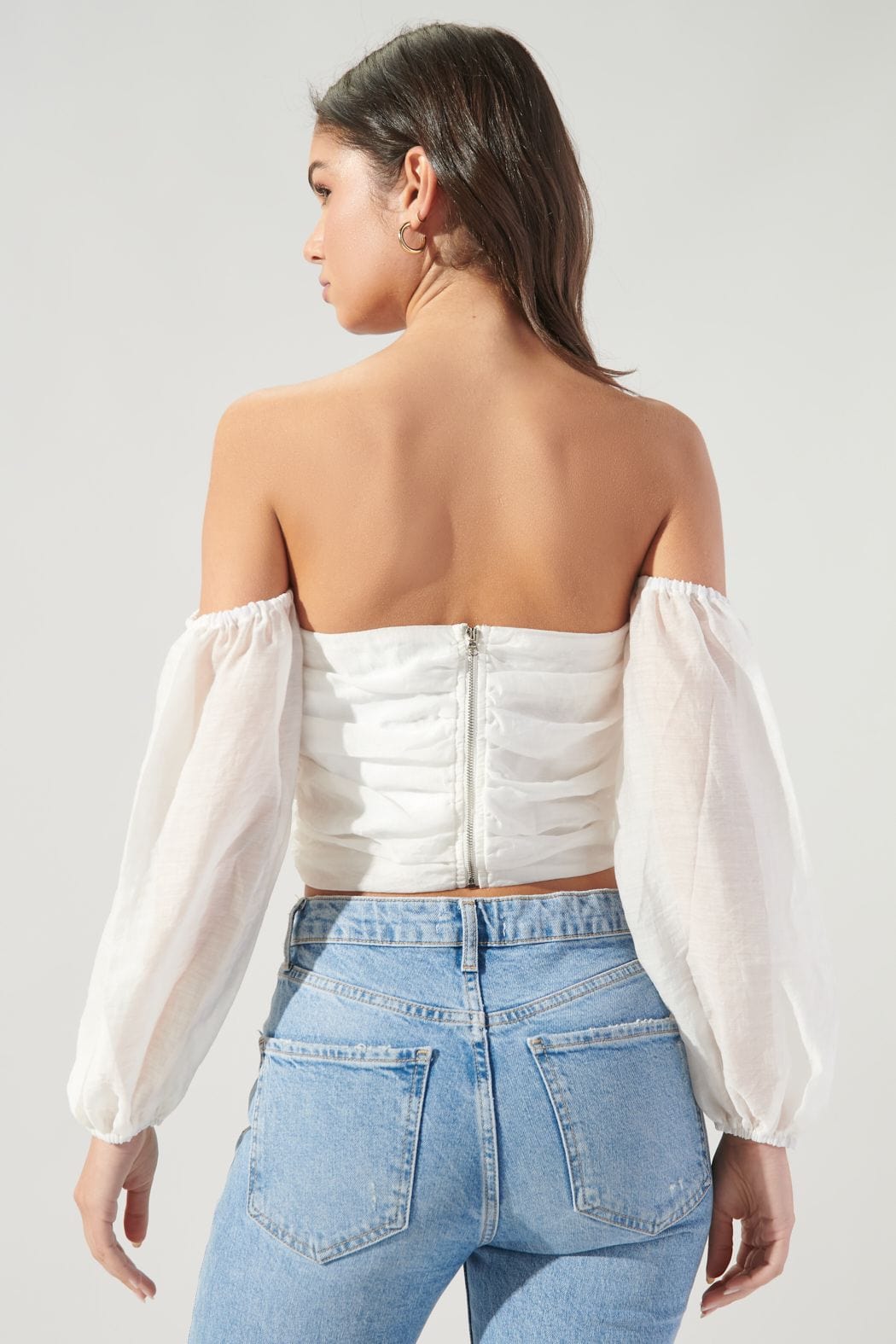 The Proposal Ruched Off the Shoulder Balloon Sleeve Top - Shirts &amp; Tops - Blooming Daily
