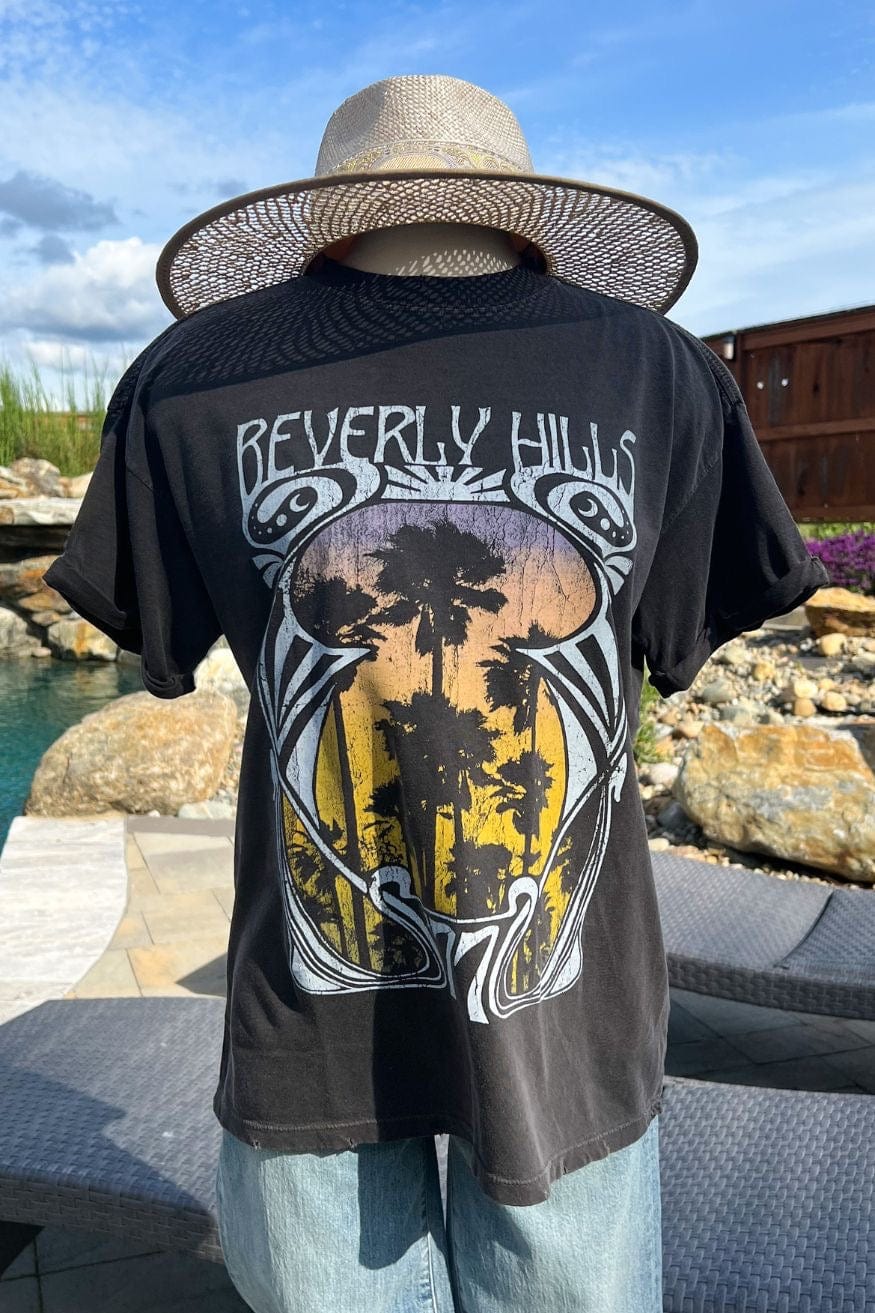 Vintage Black Beverly Hills Boyfriend Graphic Tee Girl Dangerous - Women's Shirts & Tops - Blooming Daily