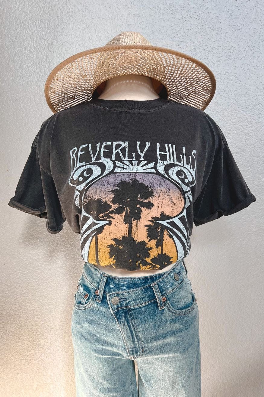 Vintage Black Beverly Hills Boyfriend Graphic Tee Girl Dangerous - Women&#39;s Shirts &amp; Tops - Blooming Daily