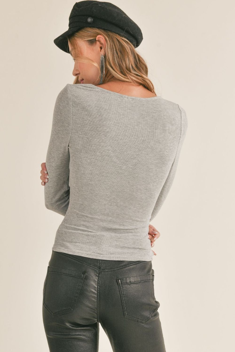 Heather Grey Knit Ribbed Top