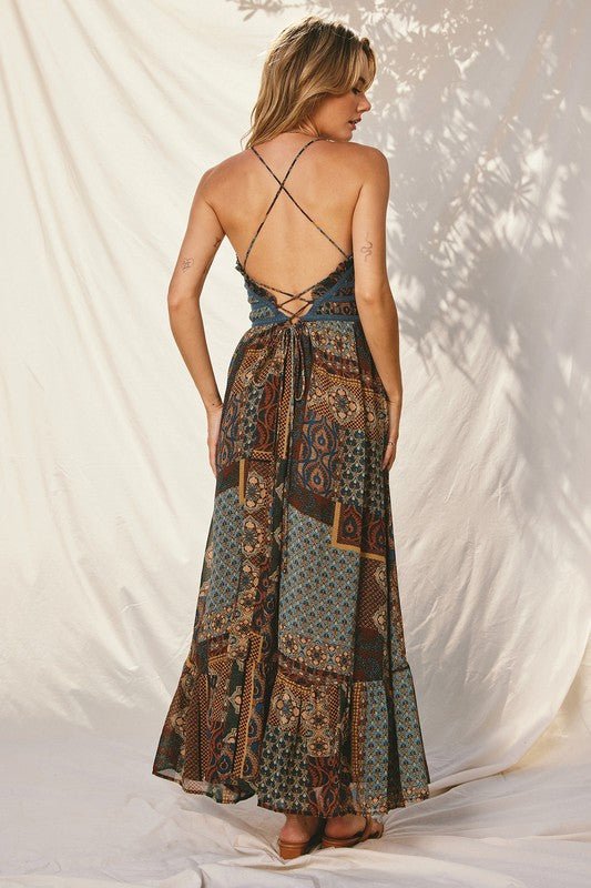 Women&#39;s Bohemian Corset Maxi Dress | Brown - Women&#39;s Dresses - Blooming Daily