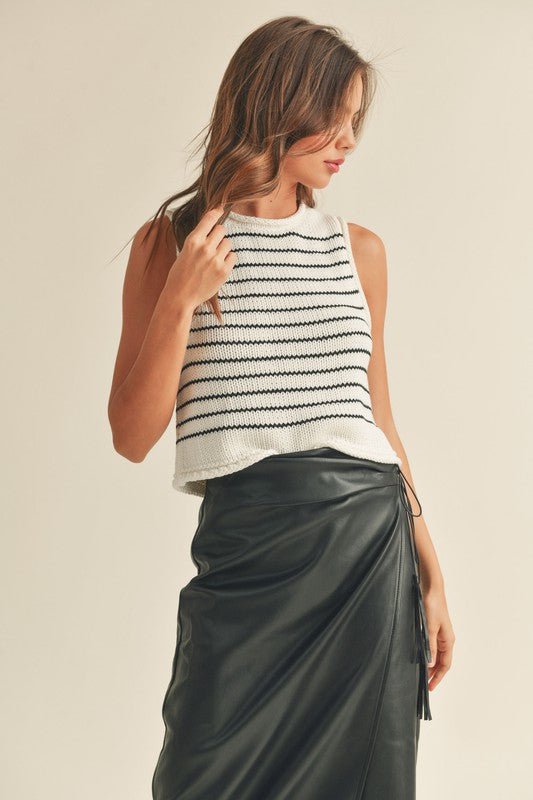 Women's Classic Striped Knit Tank | Black White Combo - Women's Shirts & Tops - Blooming Daily
