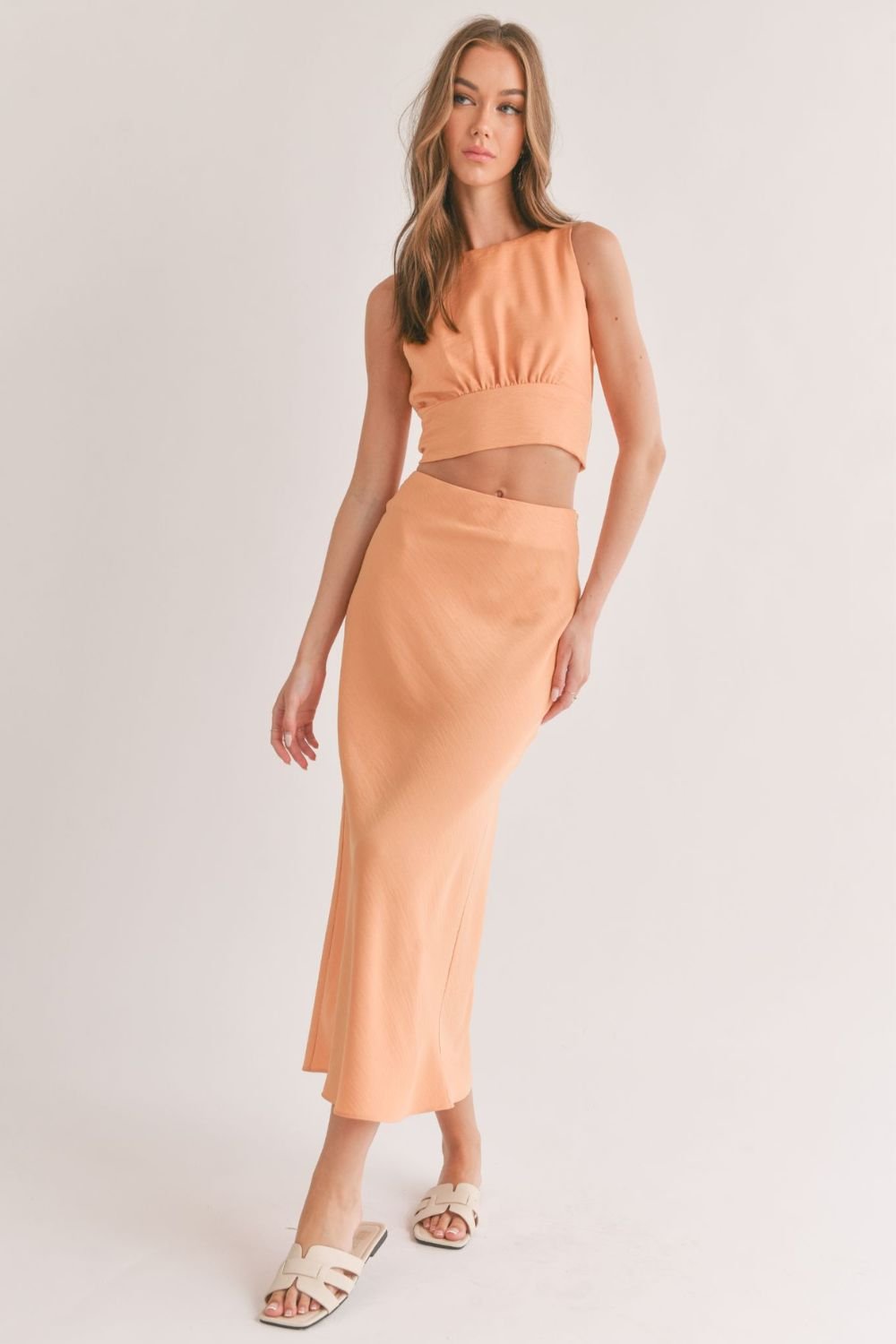 Women&#39;s Creamsicle Open Back Tie Top | Apricot - Women&#39;s Shirts &amp; Tops - Blooming Daily