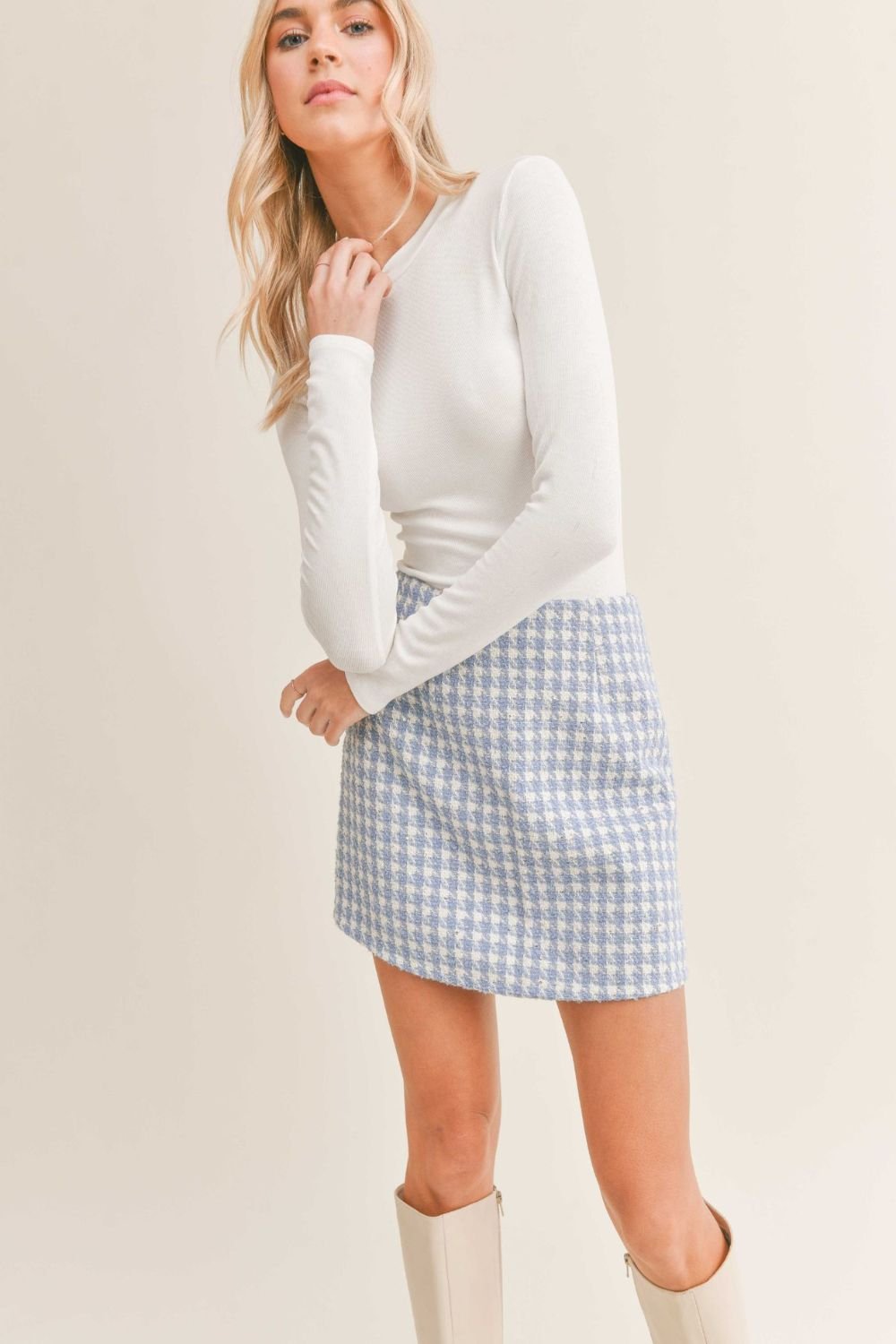 Women's Crewneck Long Sleeve Basic Top | Sadie & Sage | White - Women's Shirts & Tops - Blooming Daily