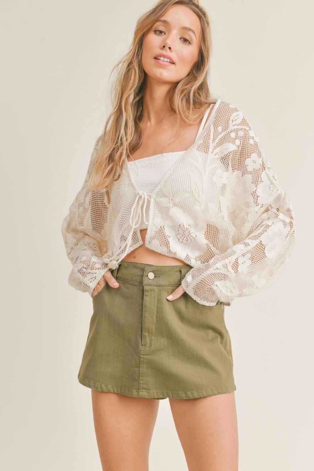 Women's Floral Crochet Lace Cardigan | Sadie & Sage | Cream - Women's Shirts & Tops - Blooming Daily