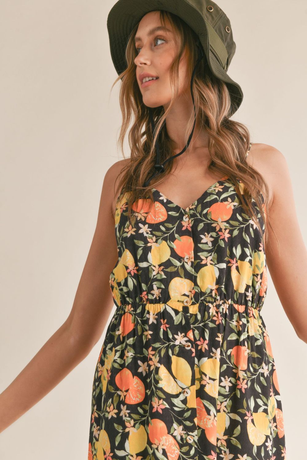 Women's Lemon Orange Maxi Dress | Black Multi - Women's Dresses - Blooming Daily