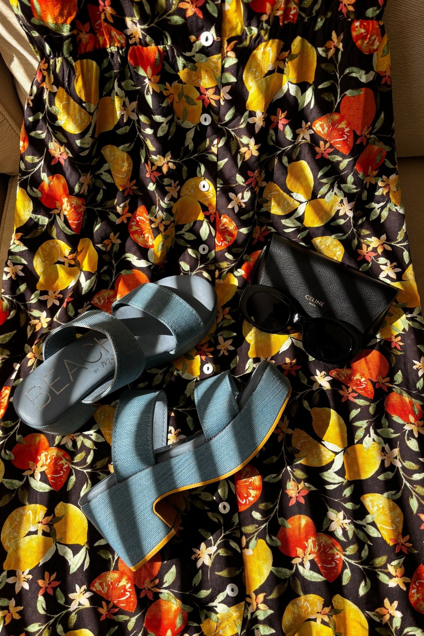 Women's Lemon Orange Maxi Dress | Black Multi - Women's Dresses - Blooming Daily