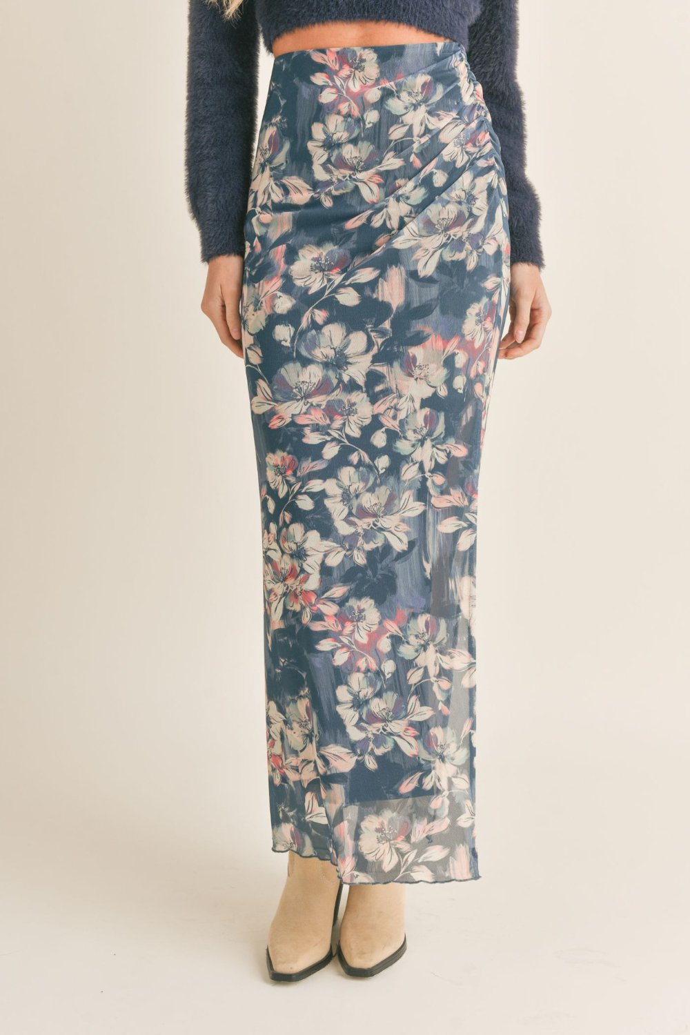 Women's Mystic Floral Maxi Skirt | Blue Multi - Women's Skirts - Blooming Daily