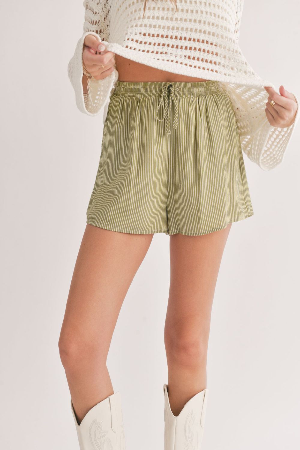 Women's Oasis Striped Shorts | Green Multi - Women's Shorts - Blooming Daily