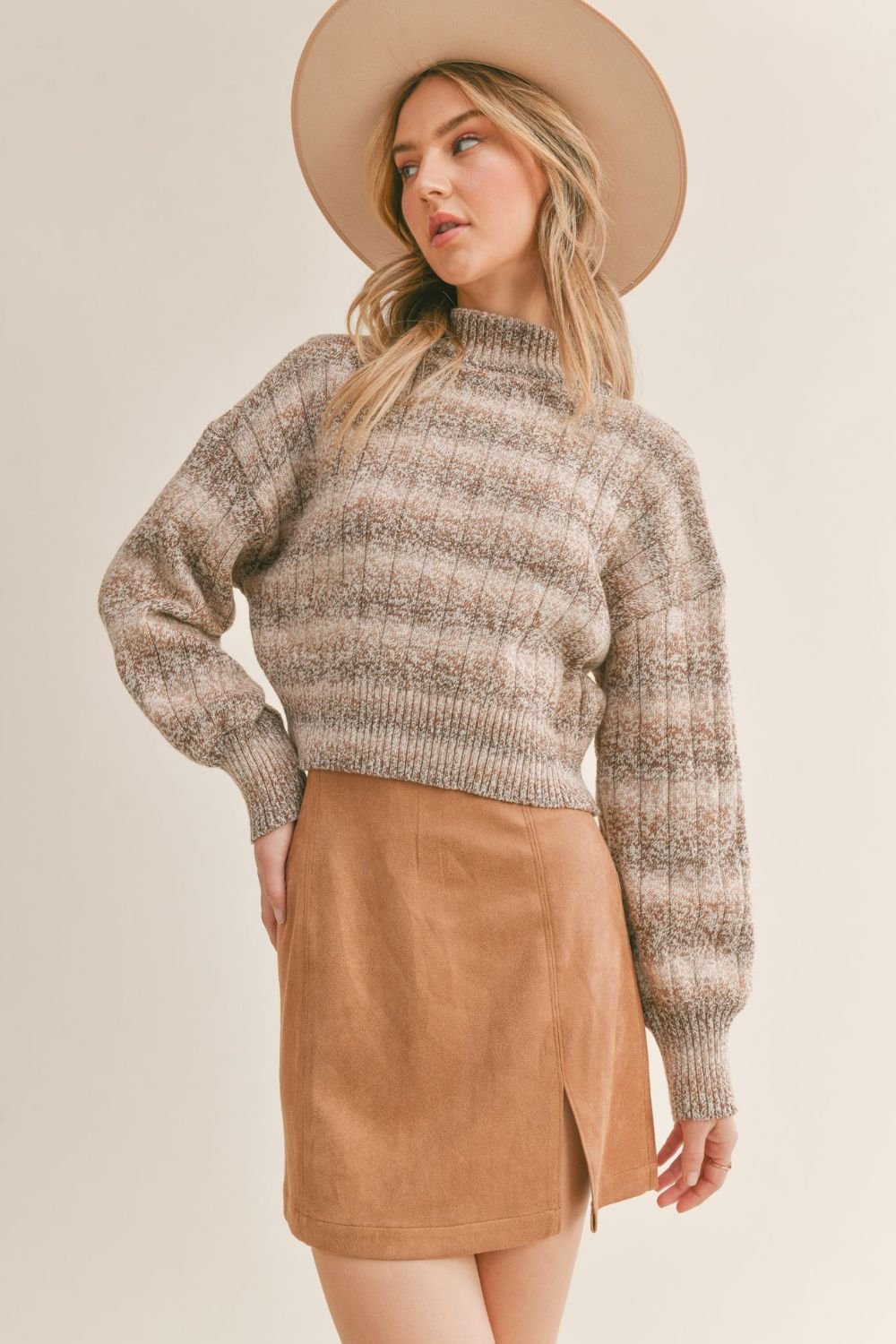 Women's Ombre Knit Sweater | Sage The Label | Brown Multi - Women's Shirts & Tops - Blooming Daily