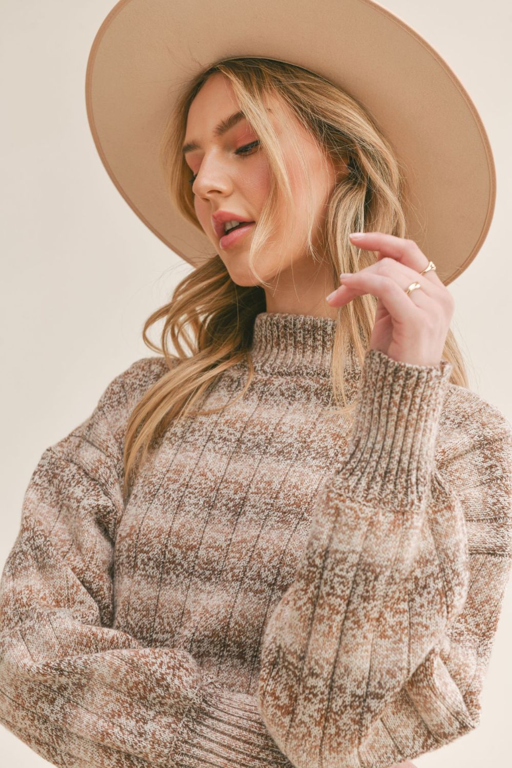 Women&#39;s Ombre Knit Sweater | Sage The Label | Brown Multi - Women&#39;s Shirts &amp; Tops - Blooming Daily