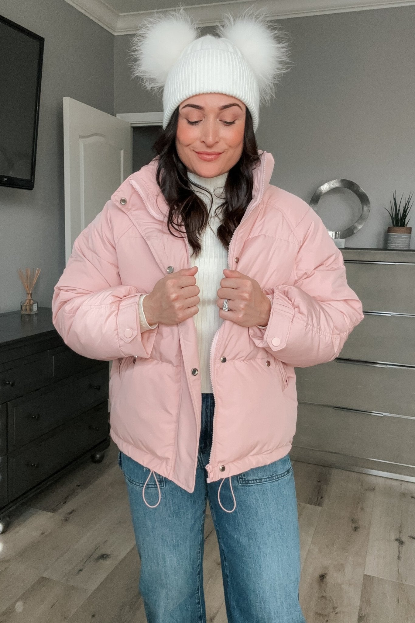 Women's Quilted Puffer Jacket | Winter Coat | Pink - Women's Jacket - Blooming Daily