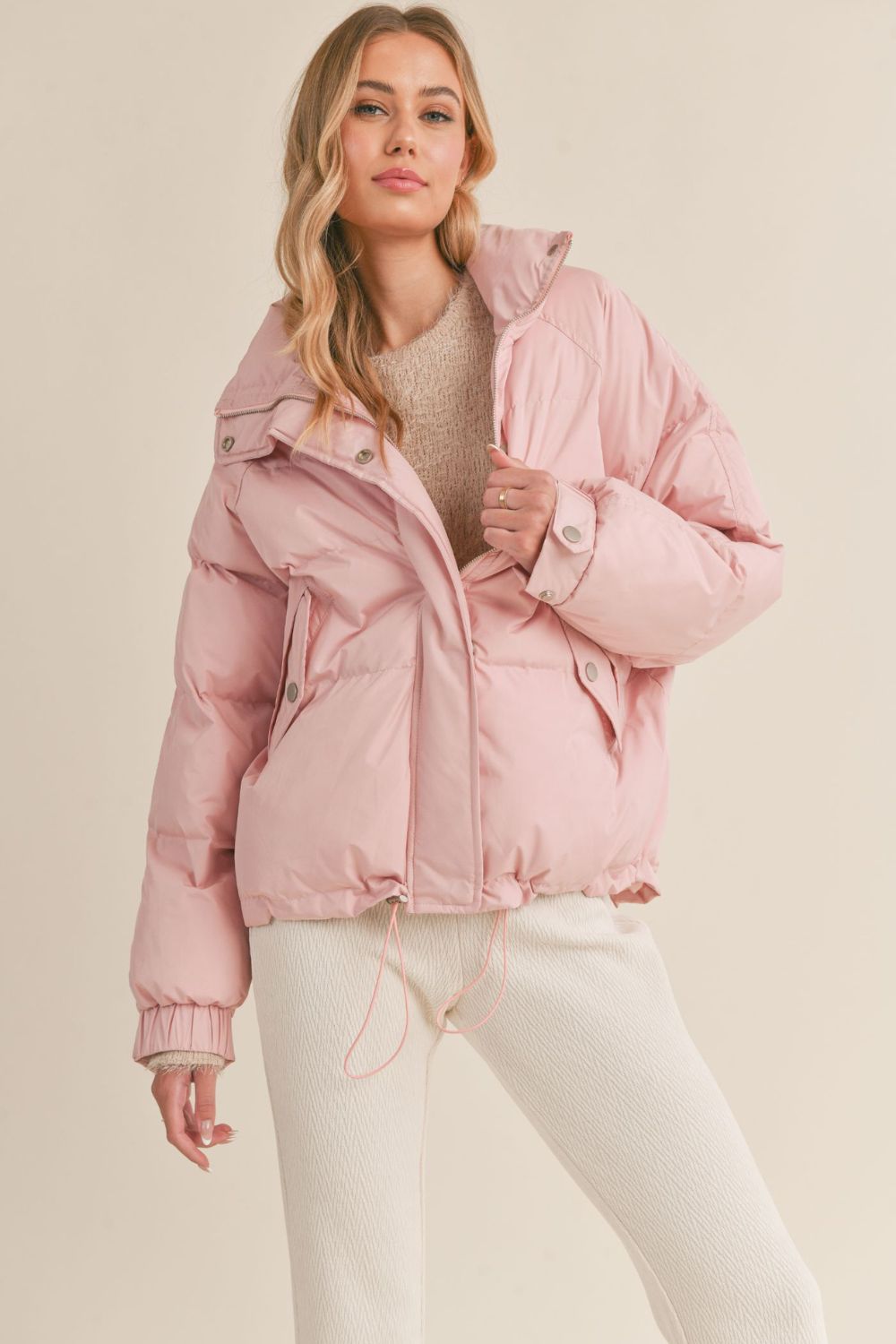 Buy Polka Dotted Pink Hooded Full Sleeve Padded Jacket Online