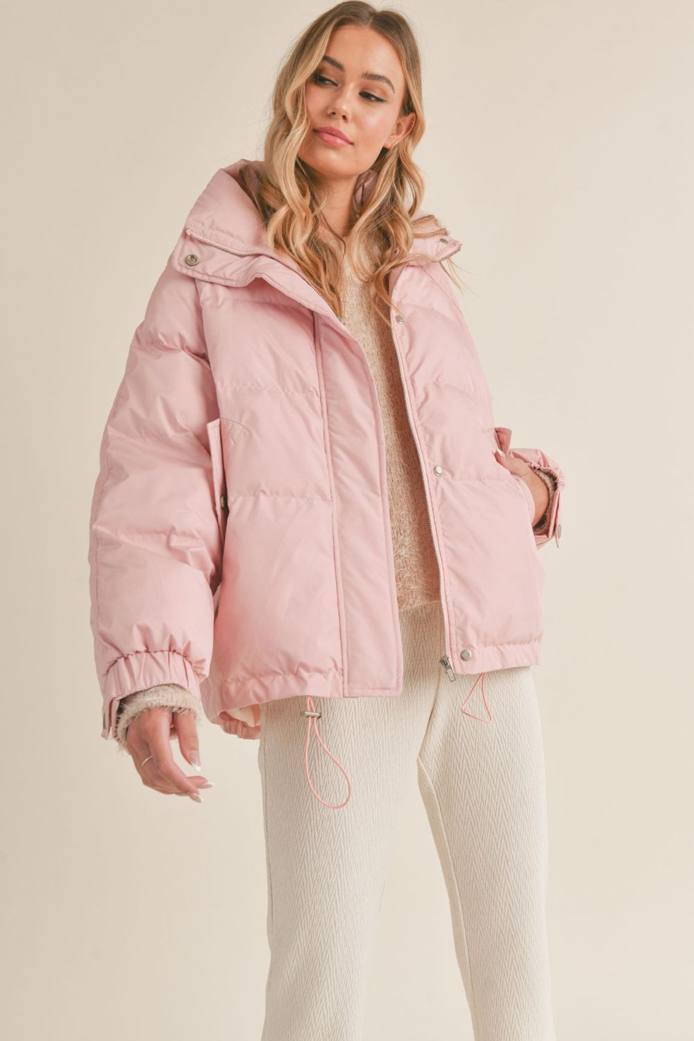 Women&#39;s Quilted Puffer Jacket | Winter Coat | Pink - Women&#39;s Jacket - Blooming Daily