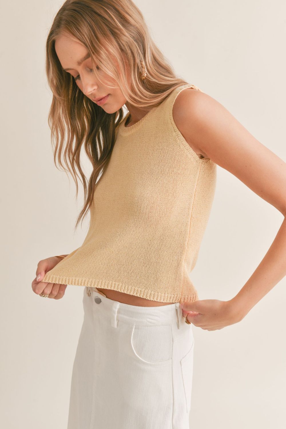 Women's Spring Summer Lightweight Knit Tank | Soft Yellow - Women's Shirts & Tops - Blooming Daily