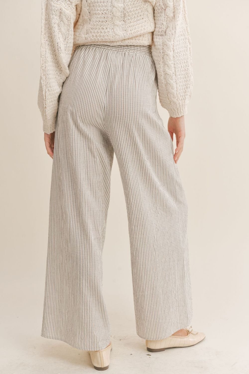 Women&#39;s Striped Cotton Pants | Sadie &amp; Sage | Taupe - Women&#39;s Pants - Blooming Daily